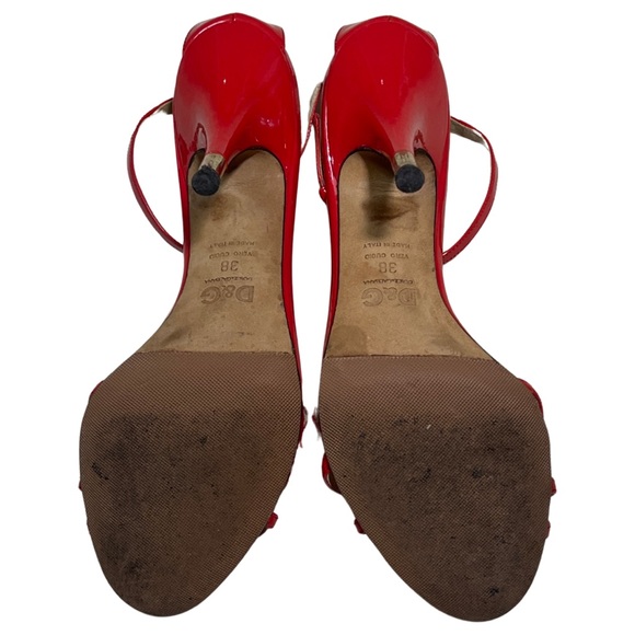 Dolce & Gabbana Ankle Strap Open Toe 4” Heel Pumps Red Women’s Size US 8 / 38 - Picture 6 of 7